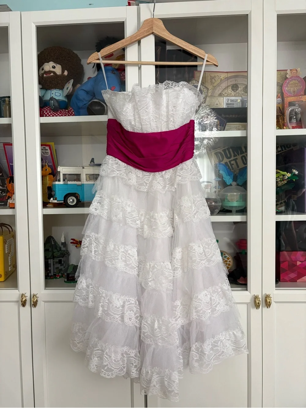 Vintage Betsey Johnson Tea Party Dress White Pink - Picture 1 of 3